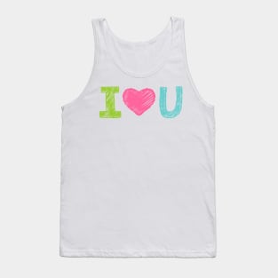 I Love U Chalkboard Drawing Tank Top